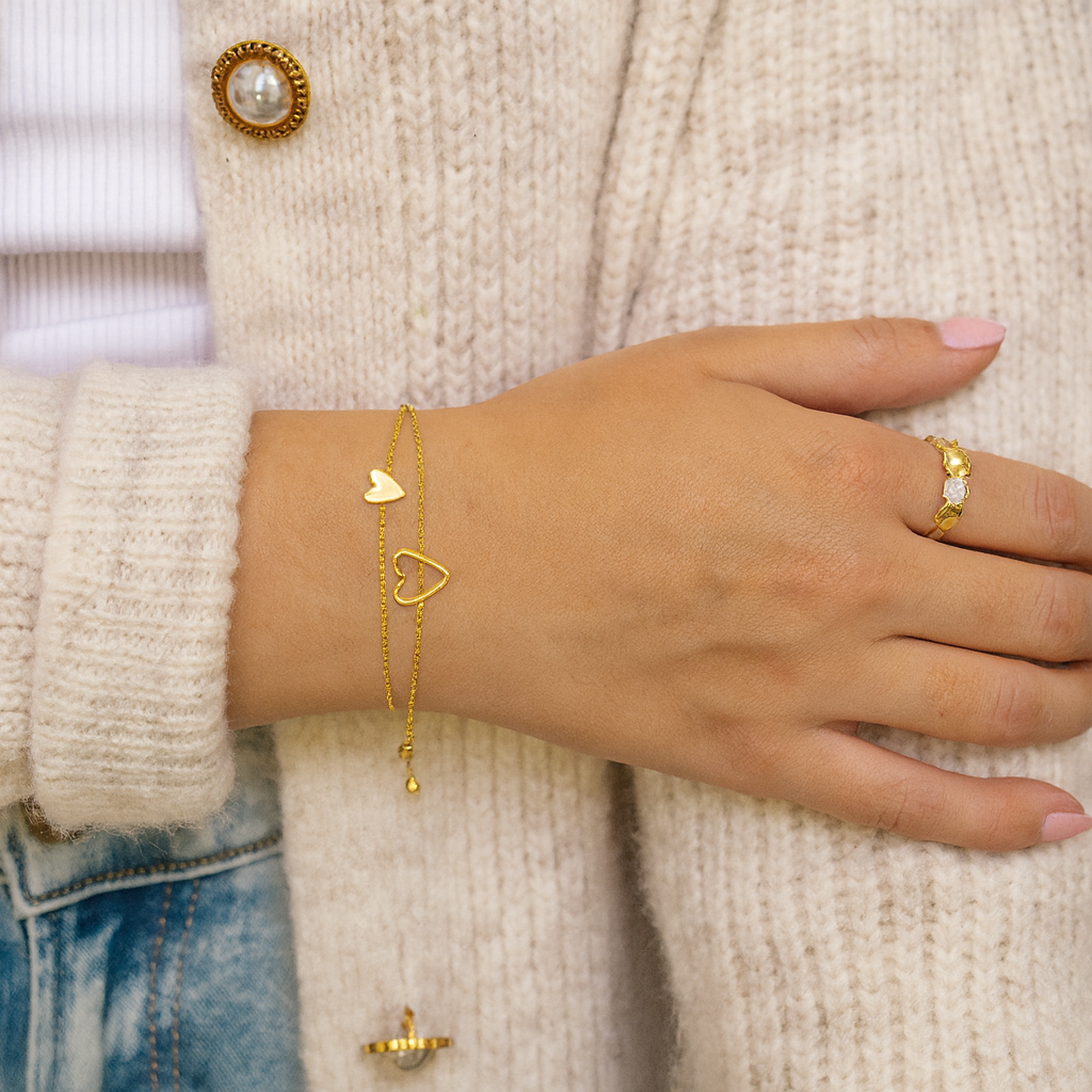 "Amore" Matching Hearts Bracelet