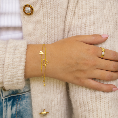 "Amore" Matching Hearts Bracelet