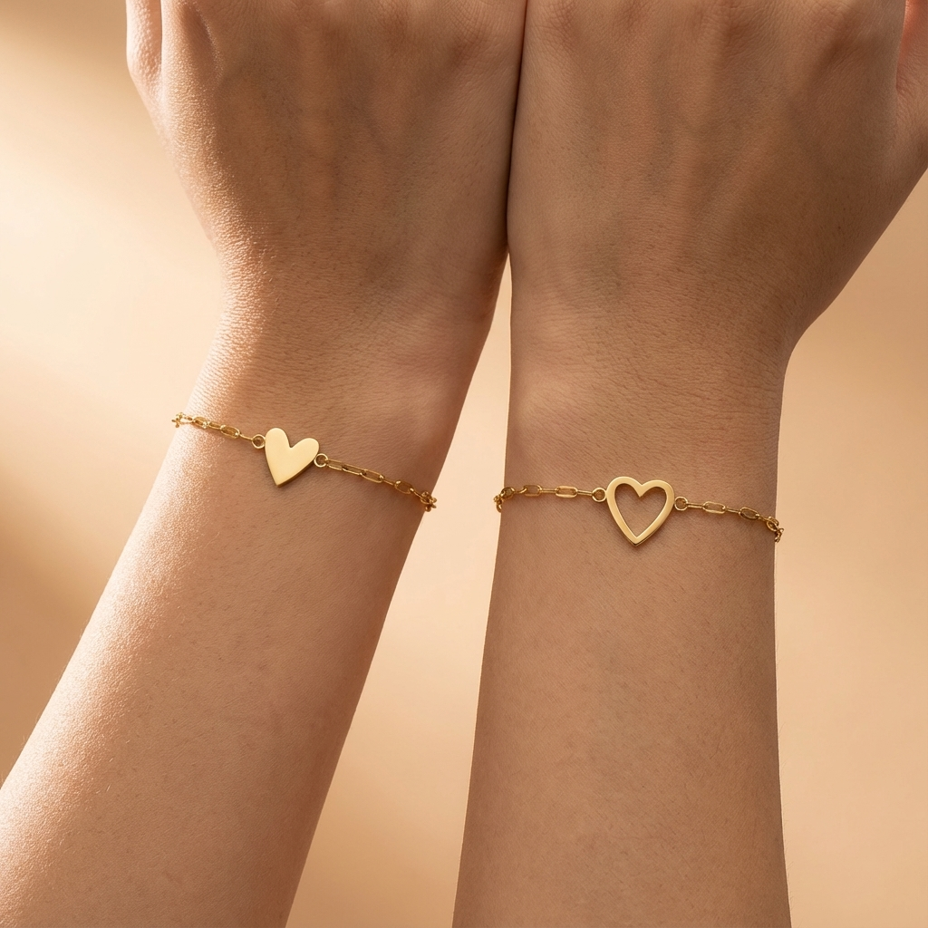 "Amore" Matching Hearts Bracelet