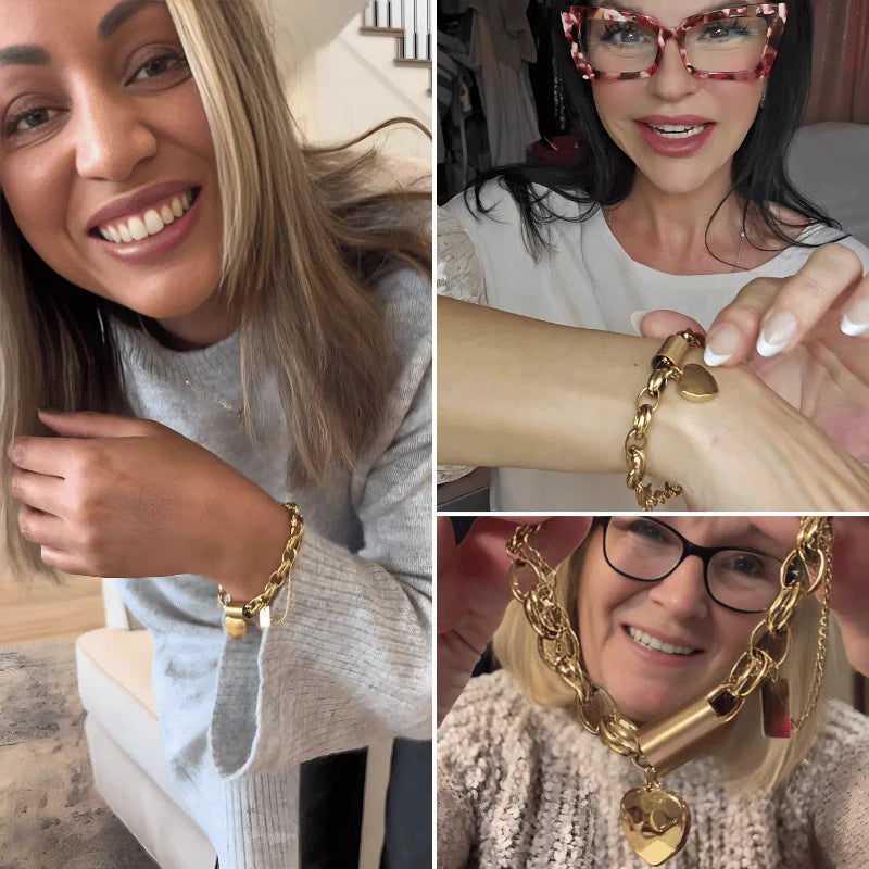 'The Keeper'– Chunky Gold Heart Bracelet