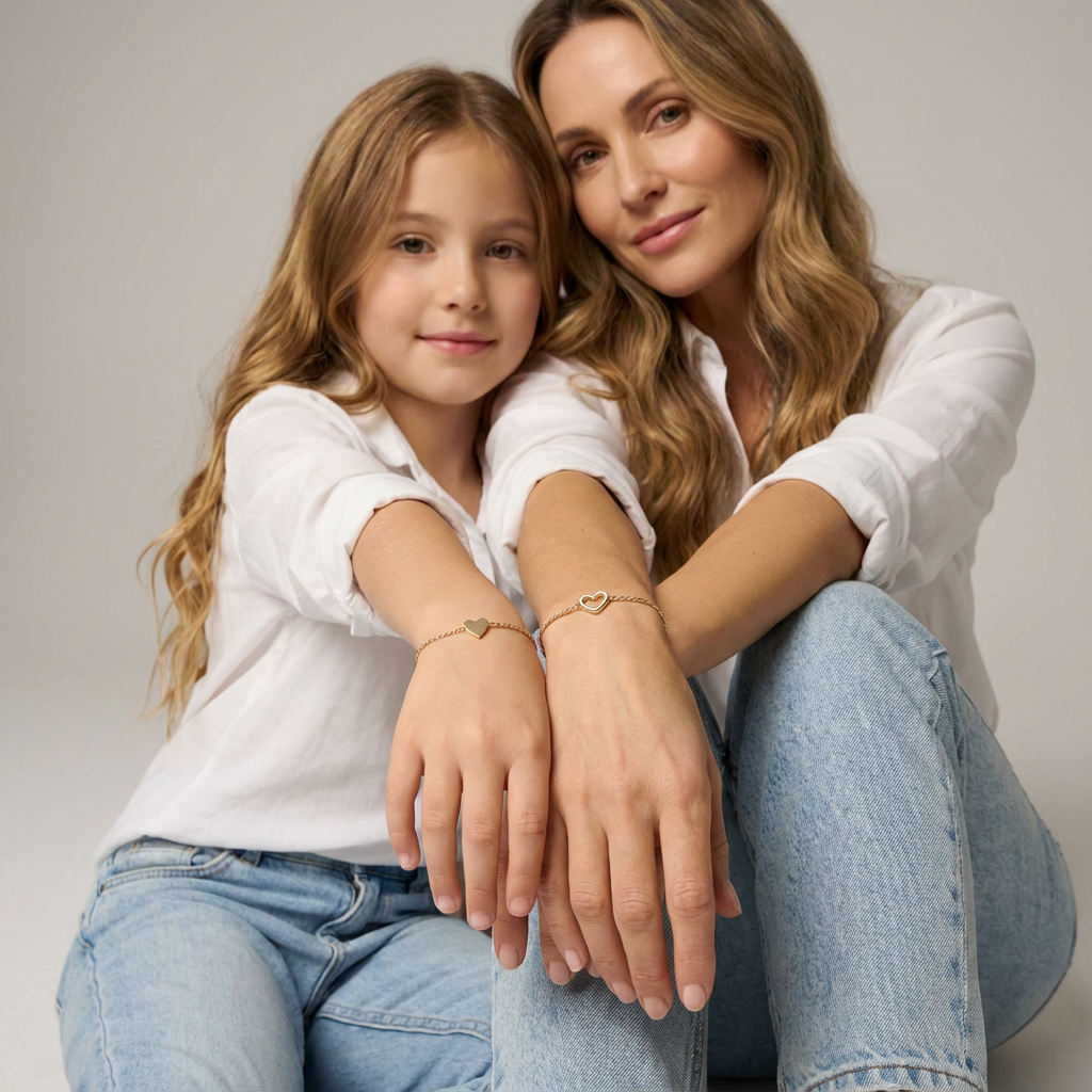 "Amore" Matching Hearts Bracelet