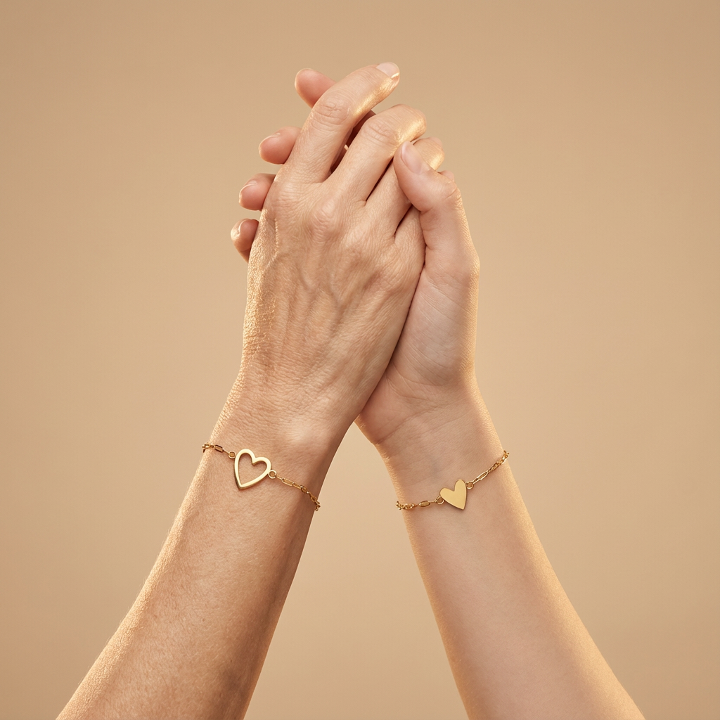 "Amore" Matching Hearts Bracelet