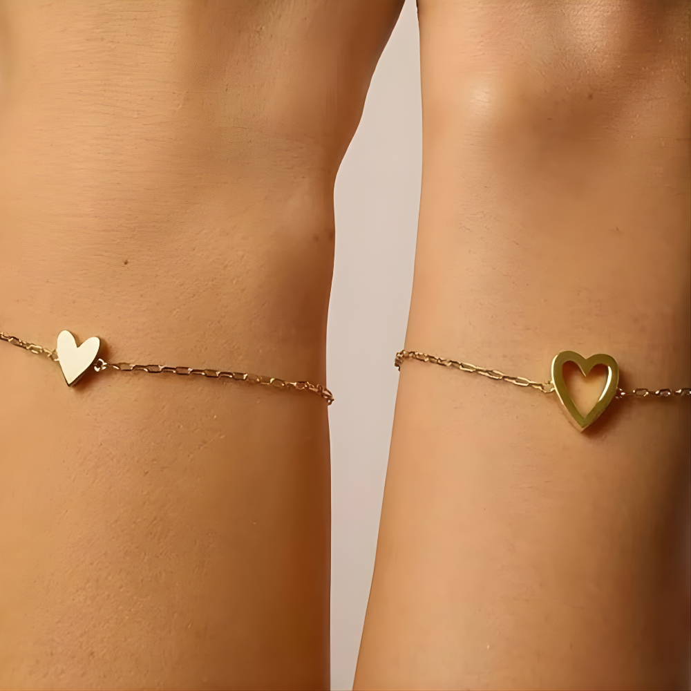 "Amore" Matching Hearts Bracelet
