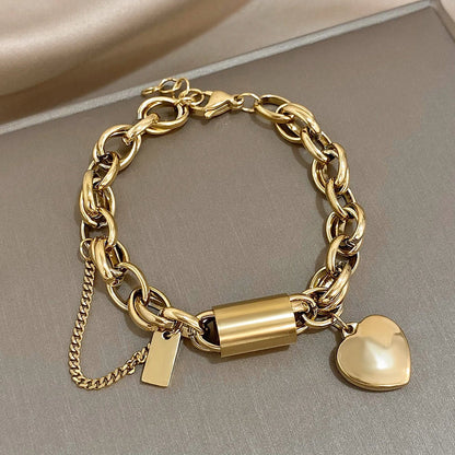 'The Keeper'– Chunky Gold Heart Bracelet