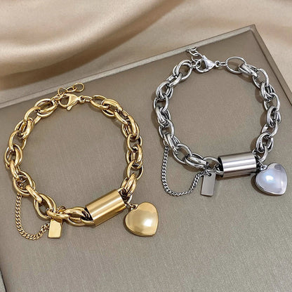 'The Keeper'– Chunky Gold Heart Bracelet