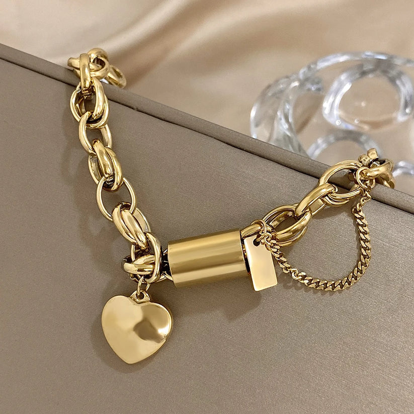 'The Keeper'– Chunky Gold Heart Bracelet