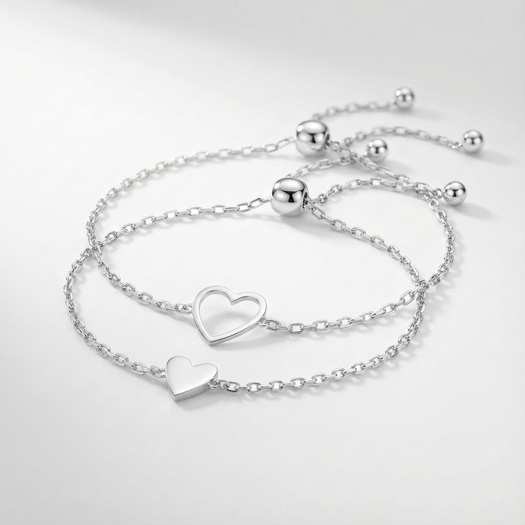 "Amore" Matching Hearts Bracelet