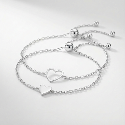 "Amore" Matching Hearts Bracelet